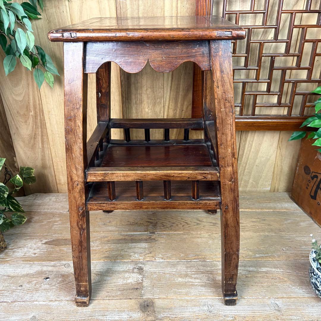 中国アンティークビンテージ年代物木製サイドテーブル飾り台ディスプレイ台花台置台