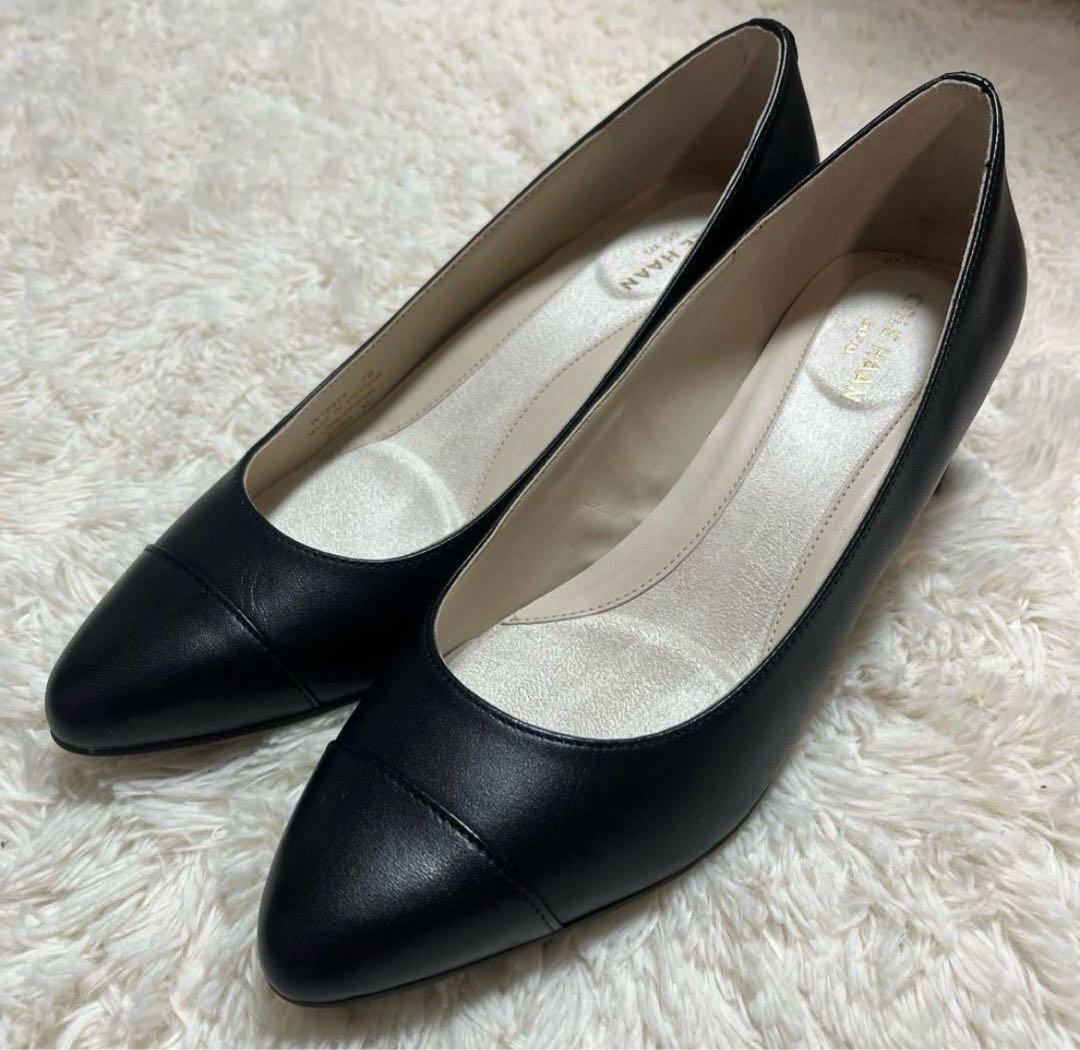 週末限定価格　コールハーン ブラック レザー ポインテッドトゥパンプス　24㎝