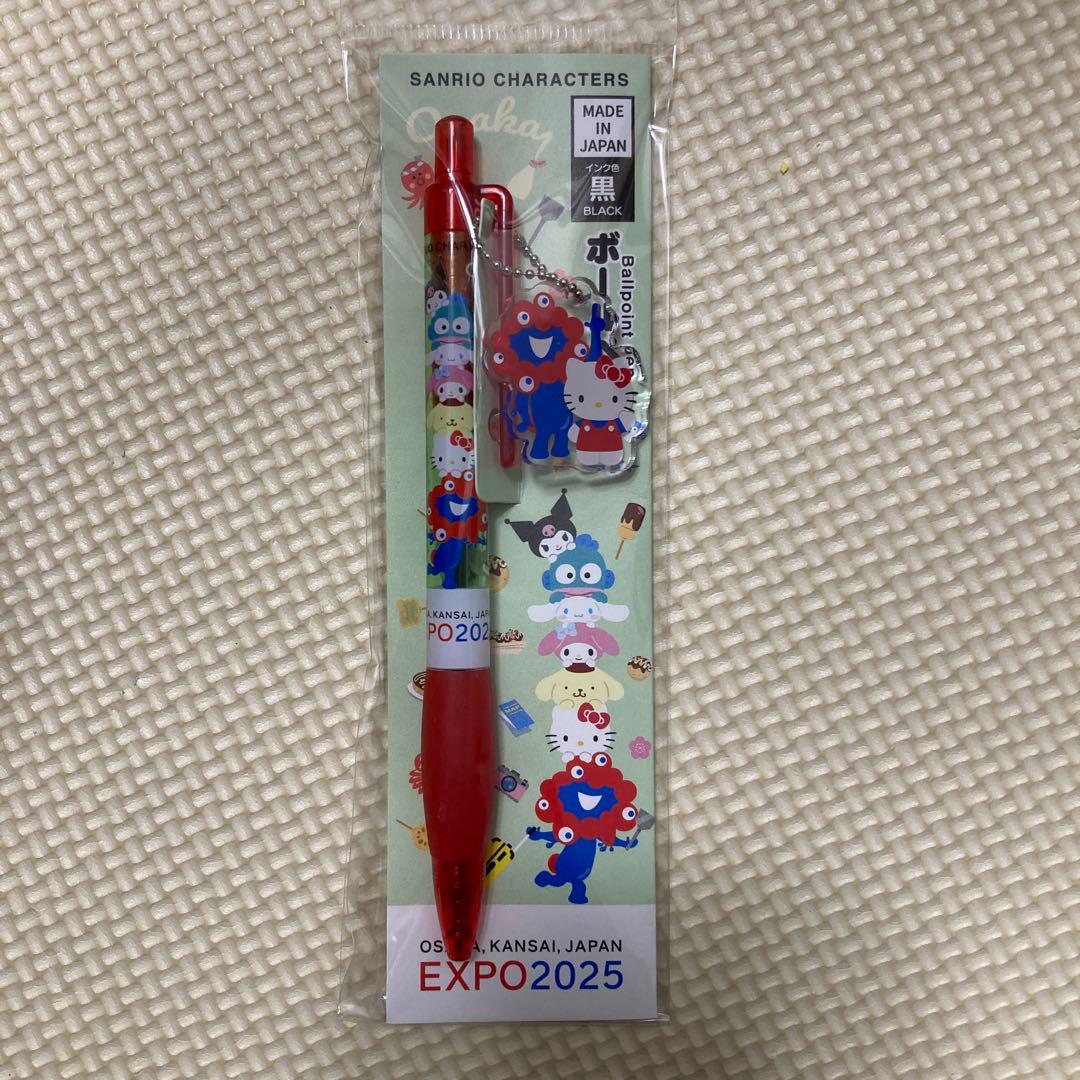 ミャクミャク&ハローキティ　ボールペン EXPO2025 赤