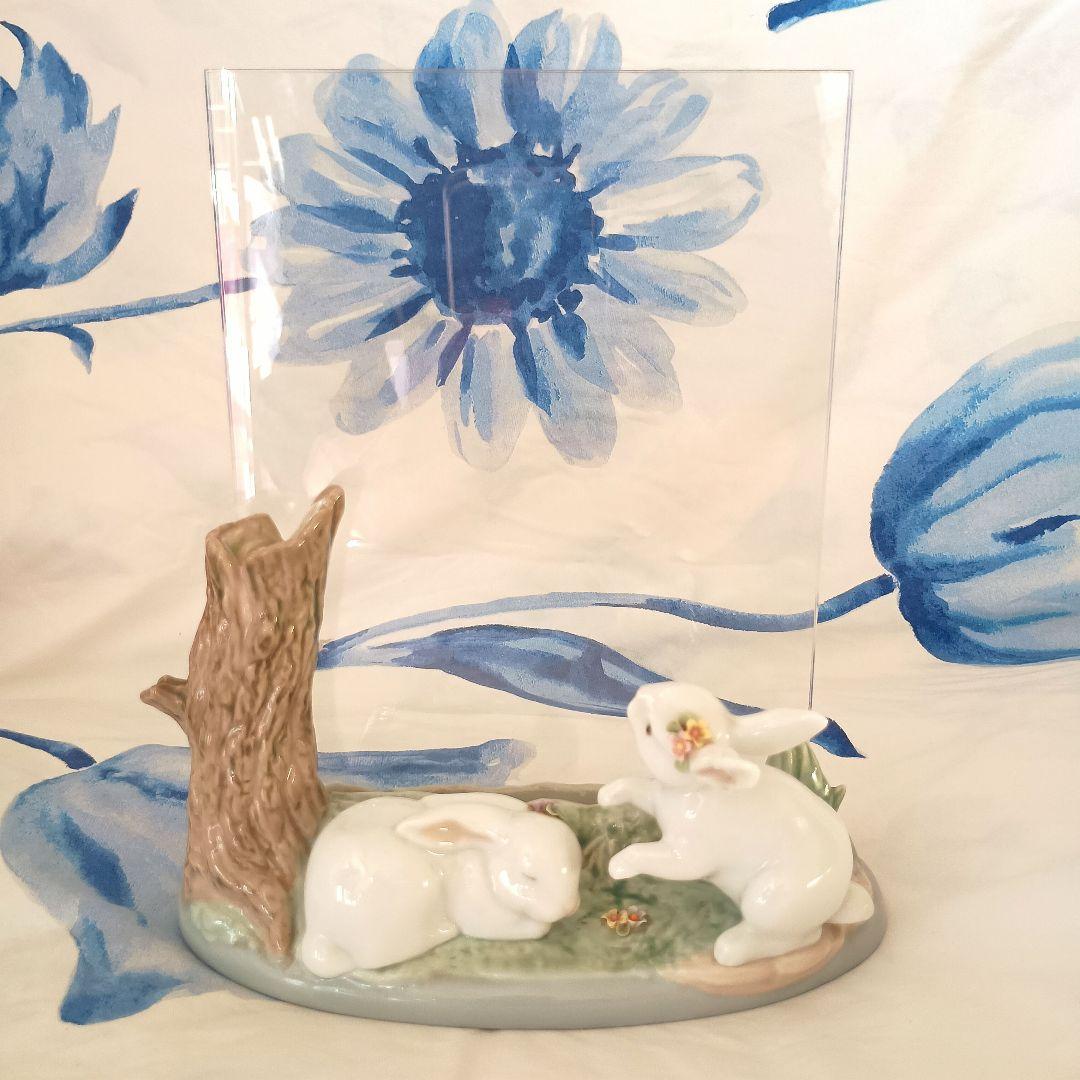 リヤドロ　写真立て　フォトフレーム　うさぎ　木　森　かわいい　置物