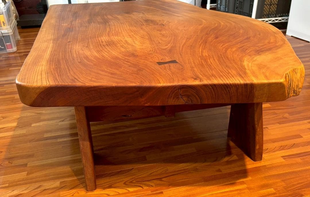 一枚板　無垢材　座卓　ローテーブル　契　チギリ　38ｋｇ　台付き