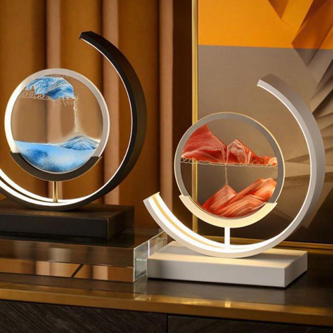 インテリア　ライト　サンドピクチャー 砂絵 砂時計風　半月 円形照明