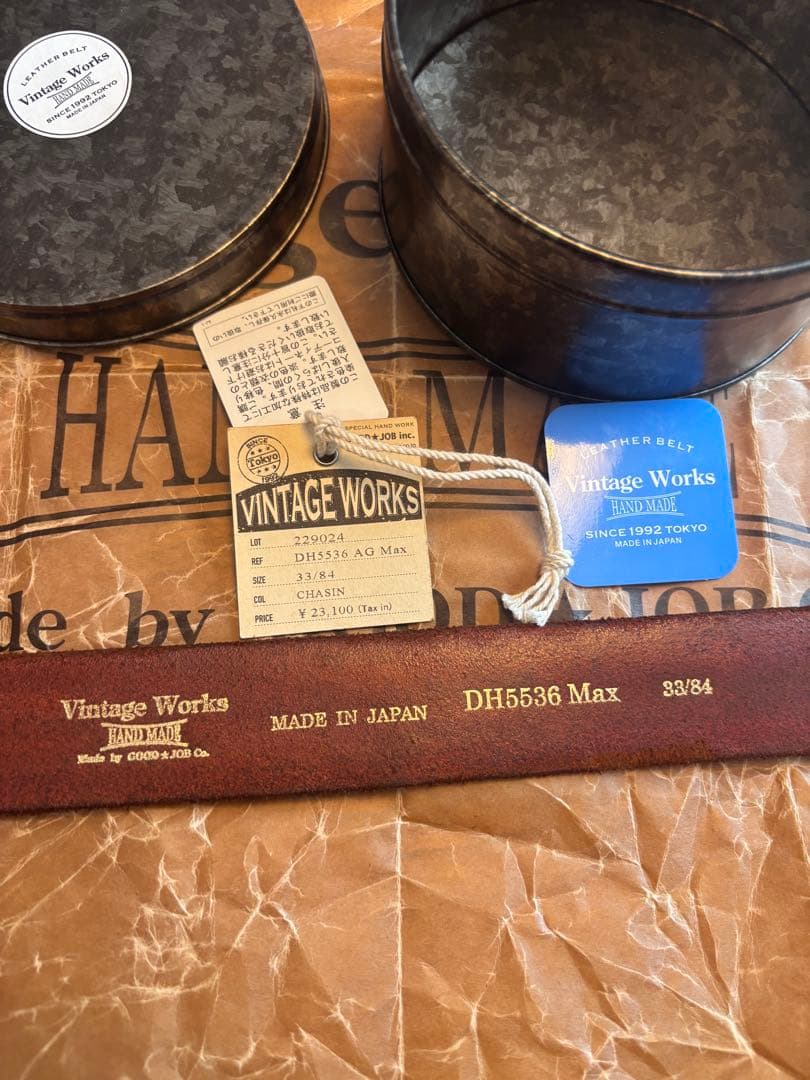 ビンテージワークスベルト 33インチ DH5536 MAX茶芯