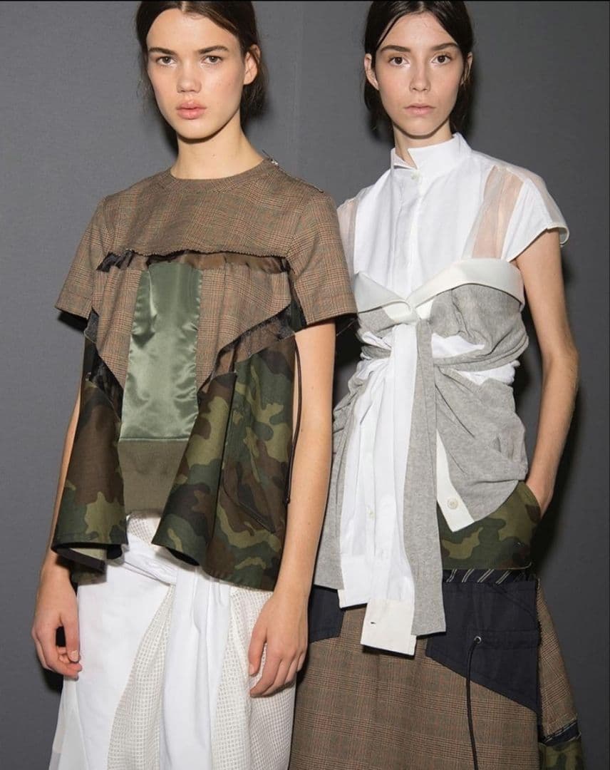 sacai カモフラ グレンチェック MA1 ドッキングブラウス サイズ2