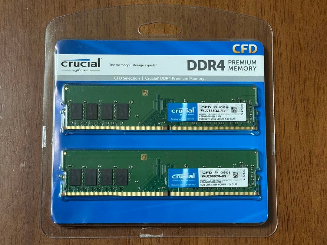 CFD DDR4-2666 8GB×2枚 16GB W4U2666CM-8G