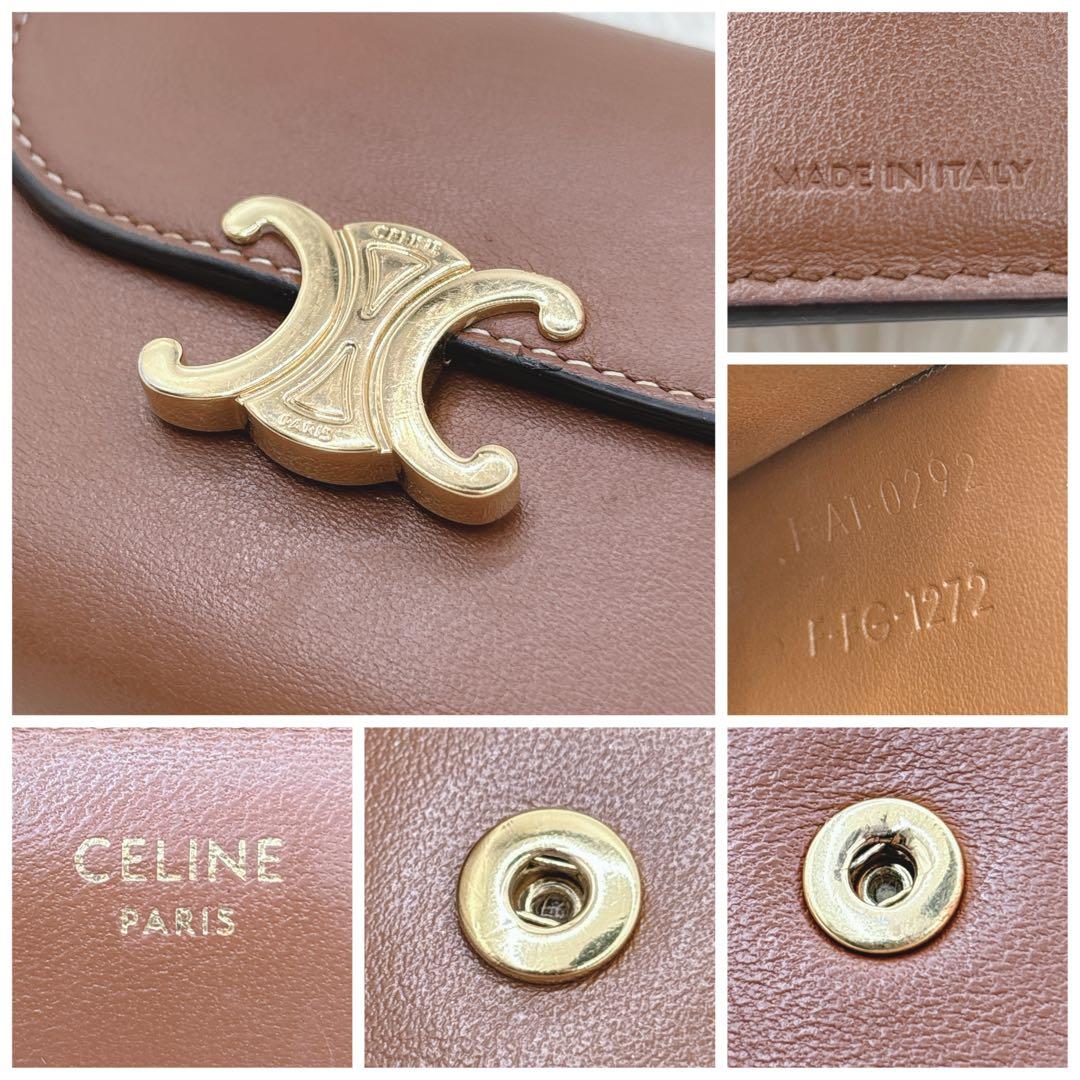美品✨CELINE トリオンフ スモールフラップウォレット 三つ折り ブラウン