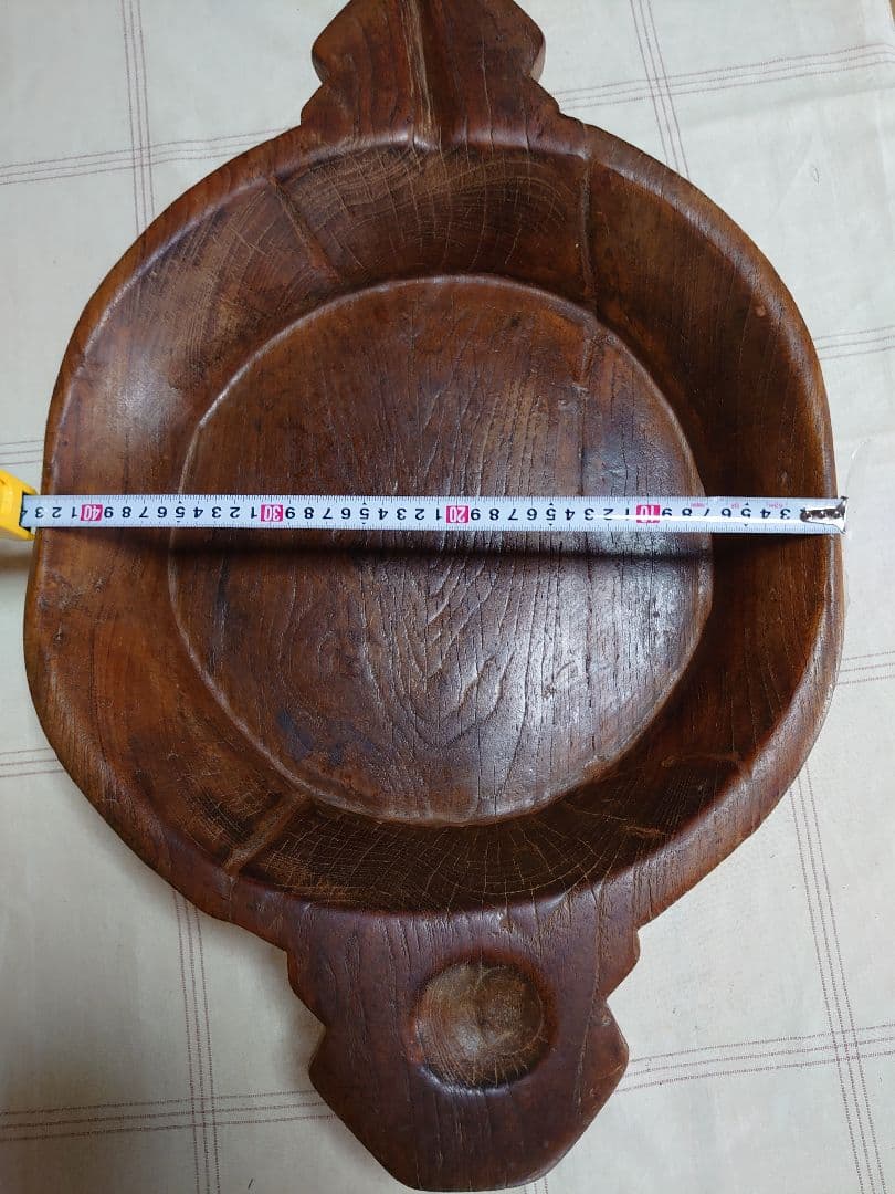 木製 くり抜き　チーク　ボウル　ディスプレイ　インテリア　大鉢