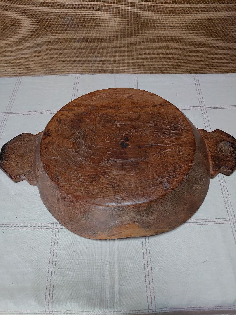 木製 くり抜き　チーク　ボウル　ディスプレイ　インテリア　大鉢