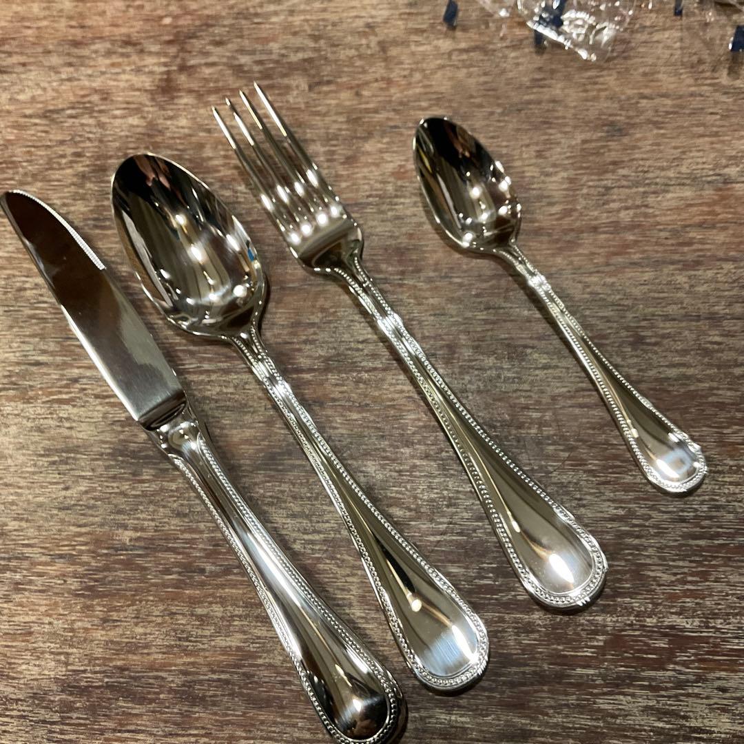 高品質！18ー10ラッキーウッド LUCKYWOOD カトラリーセット 24本