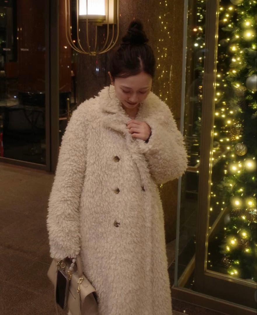 Acka poodle boa long coat ホワイト 2 即日発送