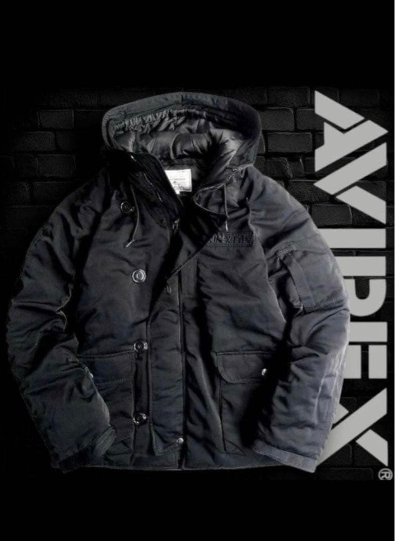 AVIREX アヴィレックス★HB HOODIE JKT★黒★フーデッド★中綿★