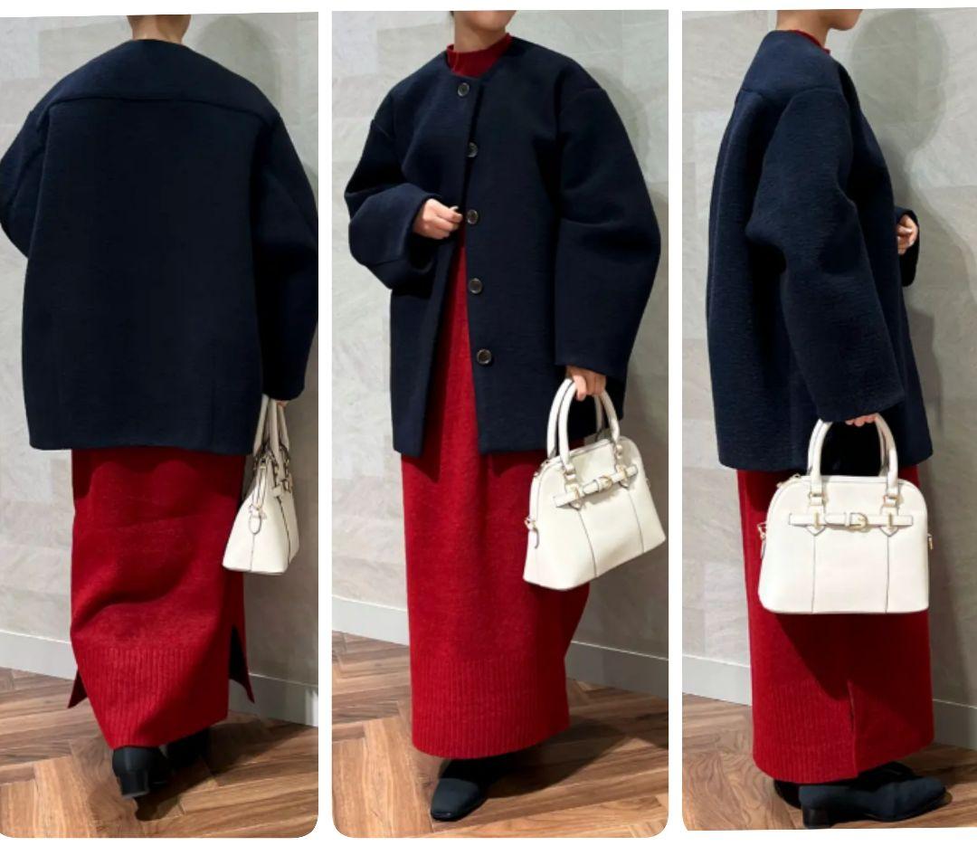 新品【UNFILO】ボンディングフォルムコート 濃紺 23区/iCB