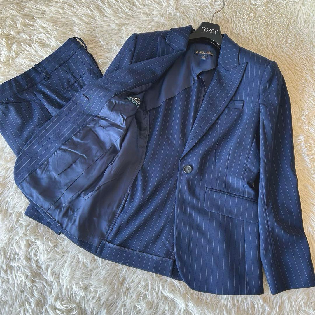 最高級　BrooksBrothers×REDA ストライプ　パンツスーツ M 紺