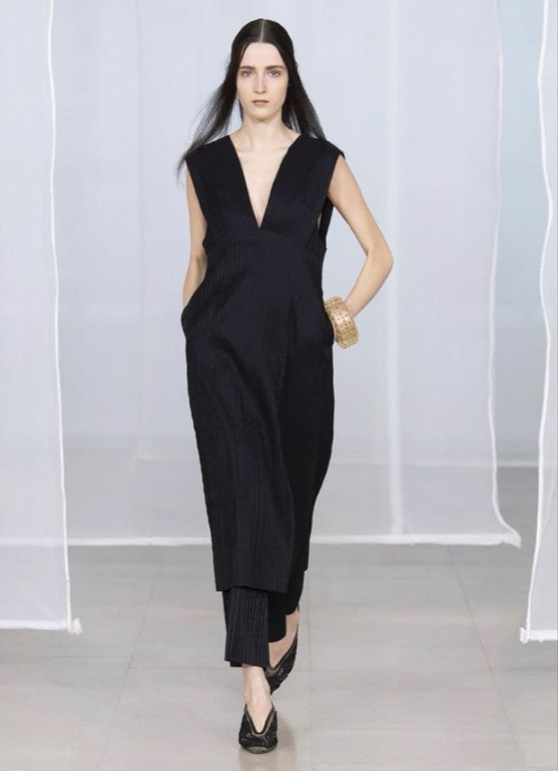 マメ　リボンストライプ　ジャンパースカート