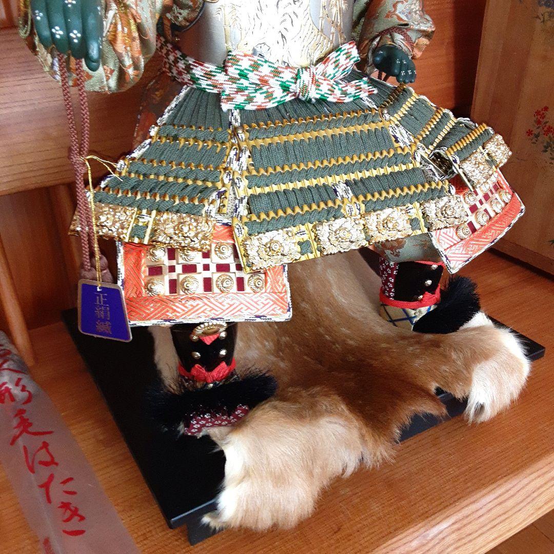 紫峰作 鎧着武者人形 子供大将飾 五月人形 12号 彫金仕上　箱付