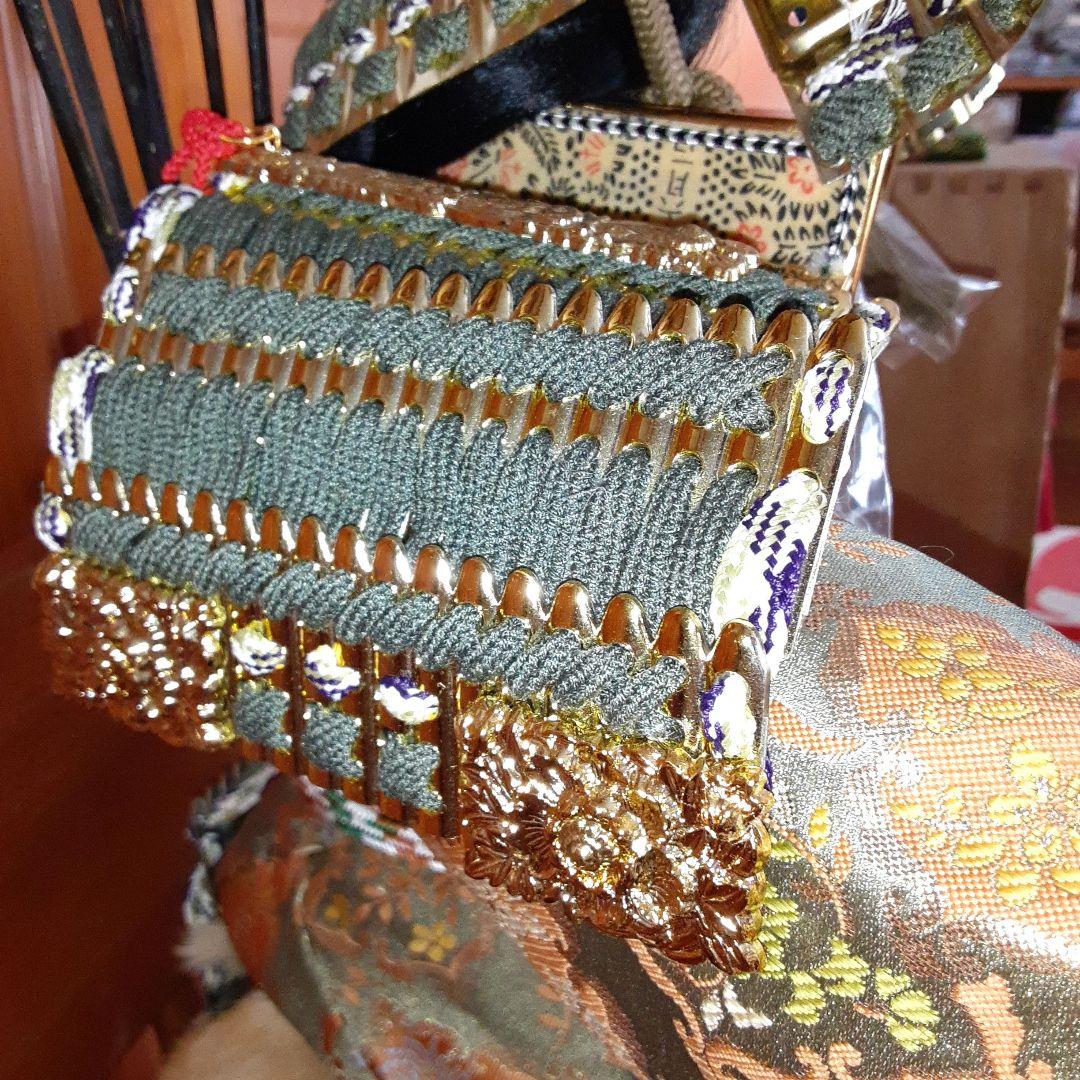 紫峰作 鎧着武者人形 子供大将飾 五月人形 12号 彫金仕上　箱付