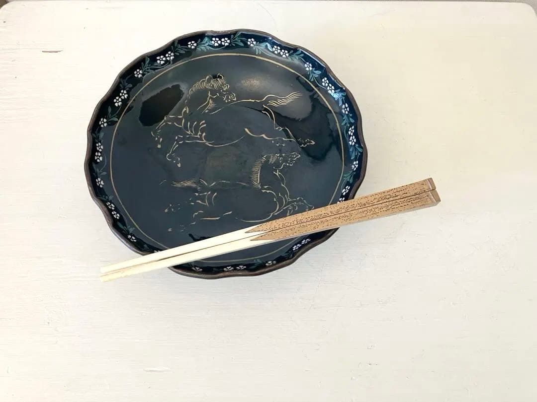 ヴィンテージ 九谷焼　双馬　浅鉢