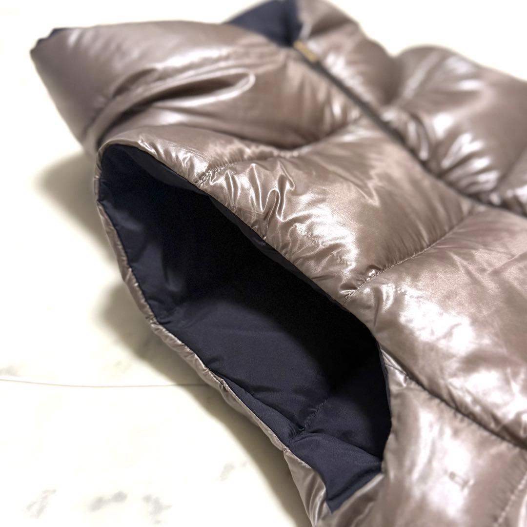 美品 HERNO ヘルノ リバーシブル ダウンベスト ブラック×グレージュ 40