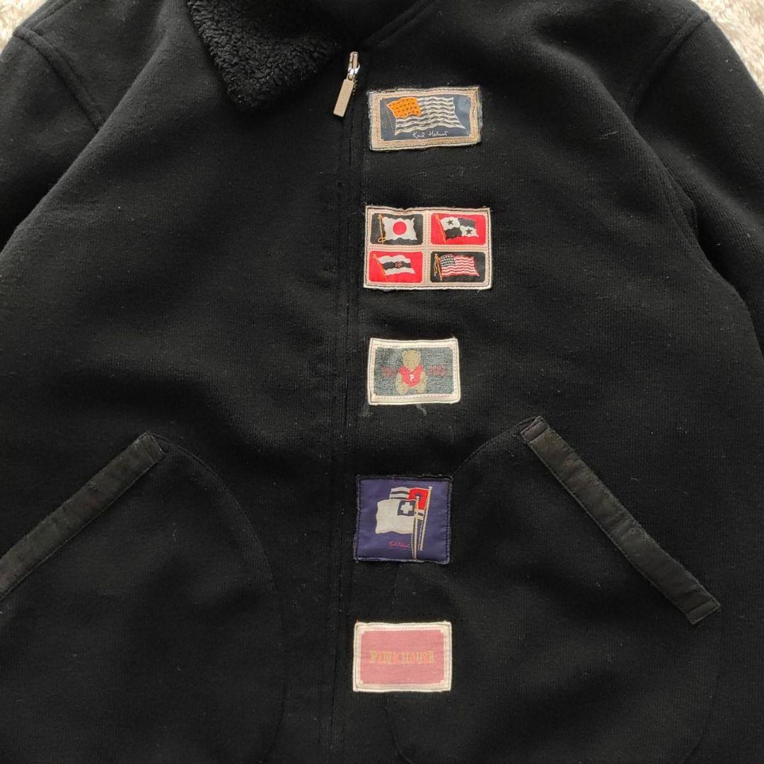 Karl Helmt 国旗 クマ マルチワッペン ボア 短丈 ウールブルゾン