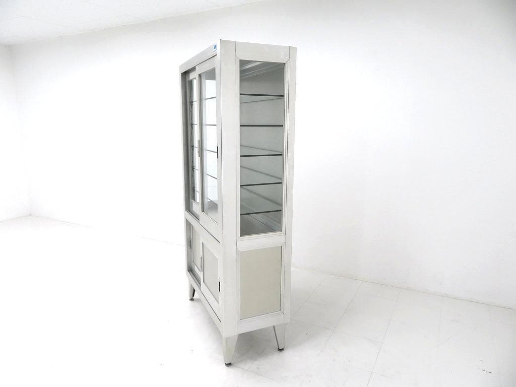 美品　ユヤマ　アルミ　ガラス　ケビント　ドクターキャビネット　飾り棚　シェルフ