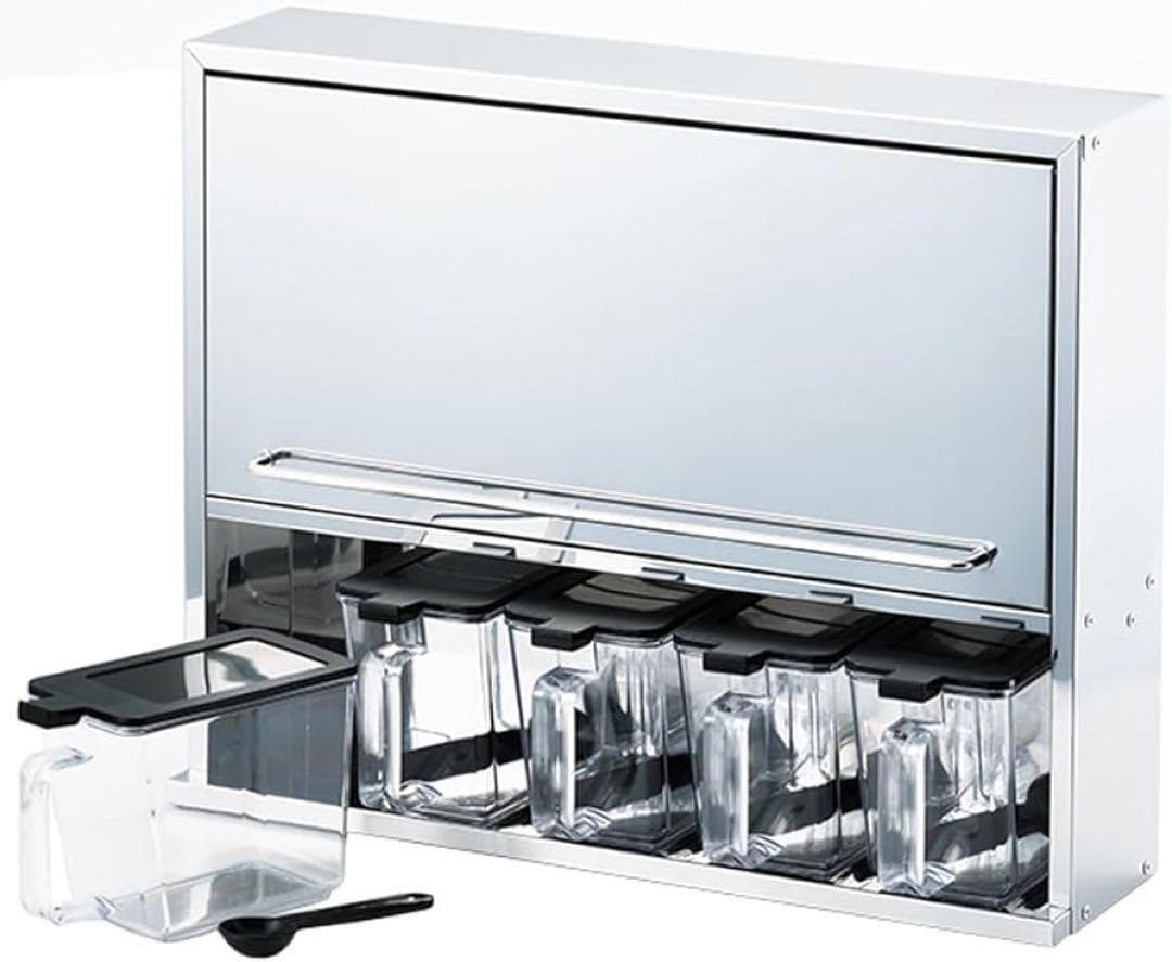 42719ステンレス フラップ扉のスパイスラック　5ポット付き