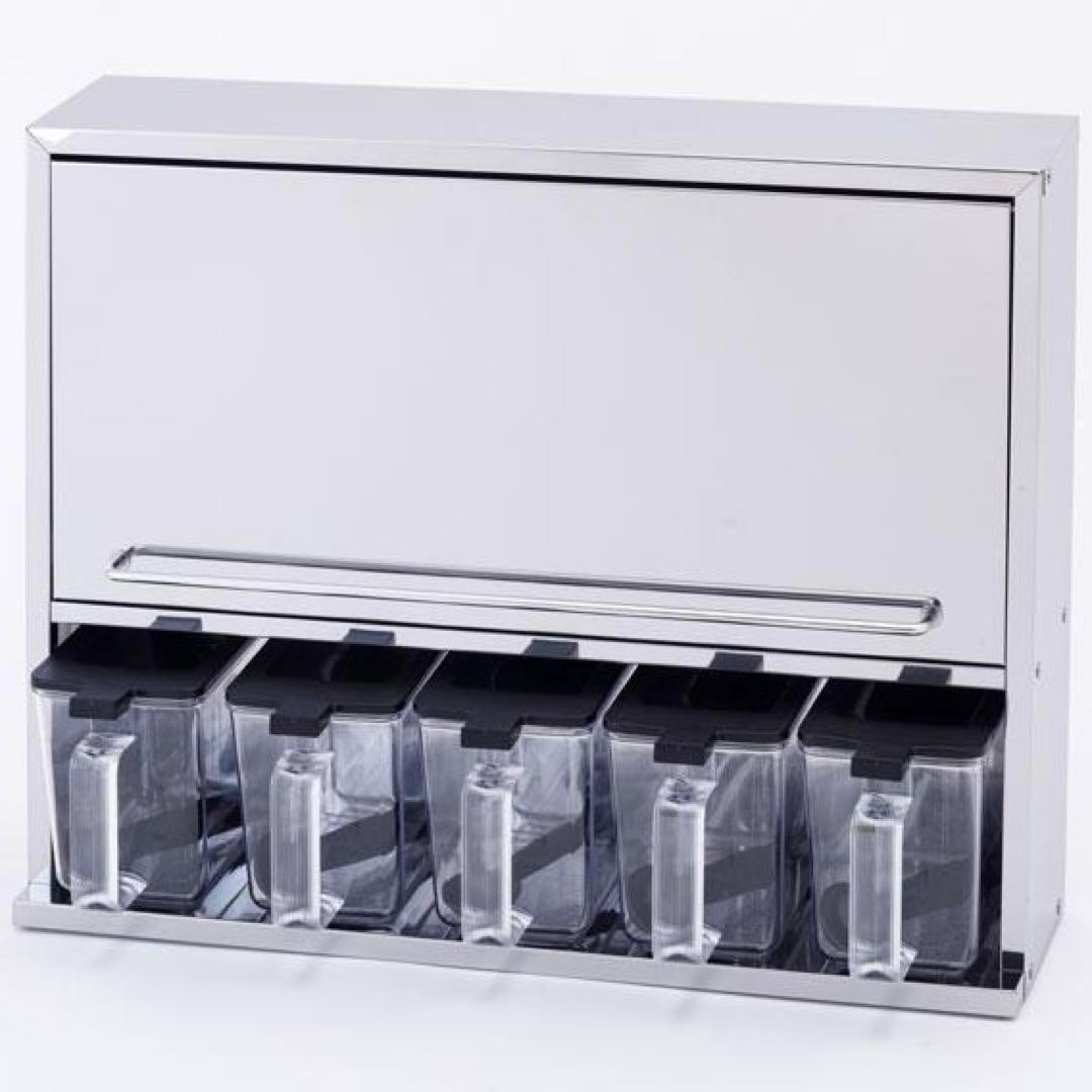 42719ステンレス フラップ扉のスパイスラック　5ポット付き