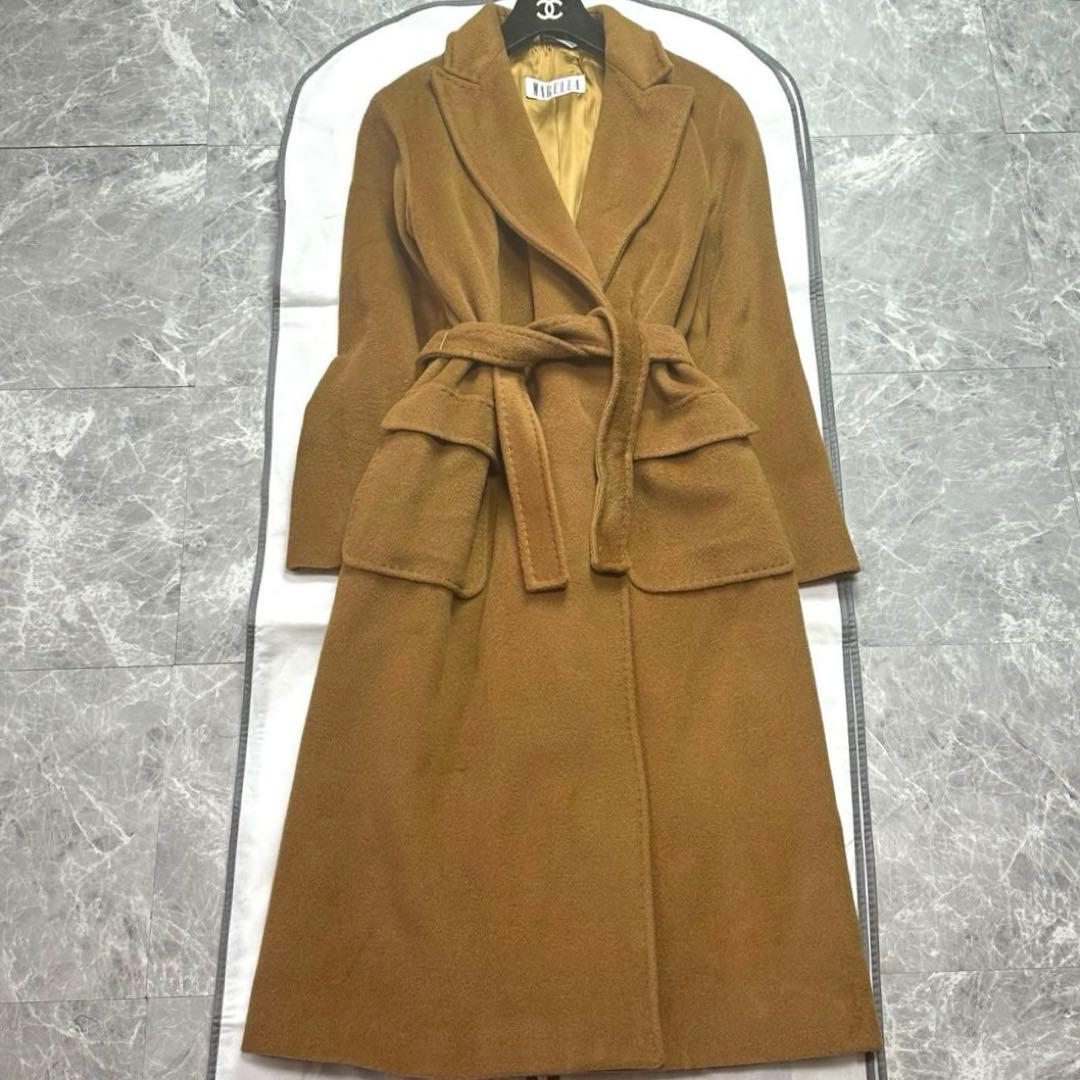 美品♡マックスマーラ　カシミヤ　ベルテッドコート　ロング　女優襟　キャメル　L