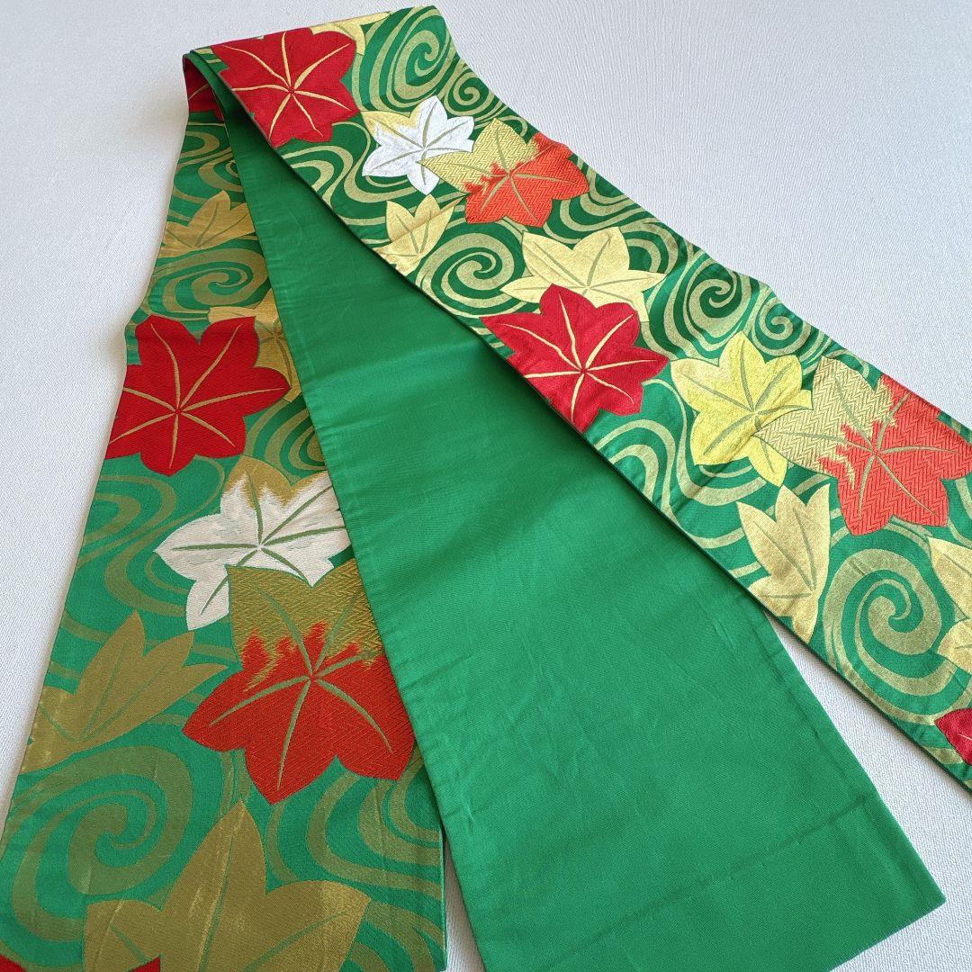 フルセット　七五三　7歳女の子　しぼり柄　金プリント　金糸　緑袋帯　流水7068
