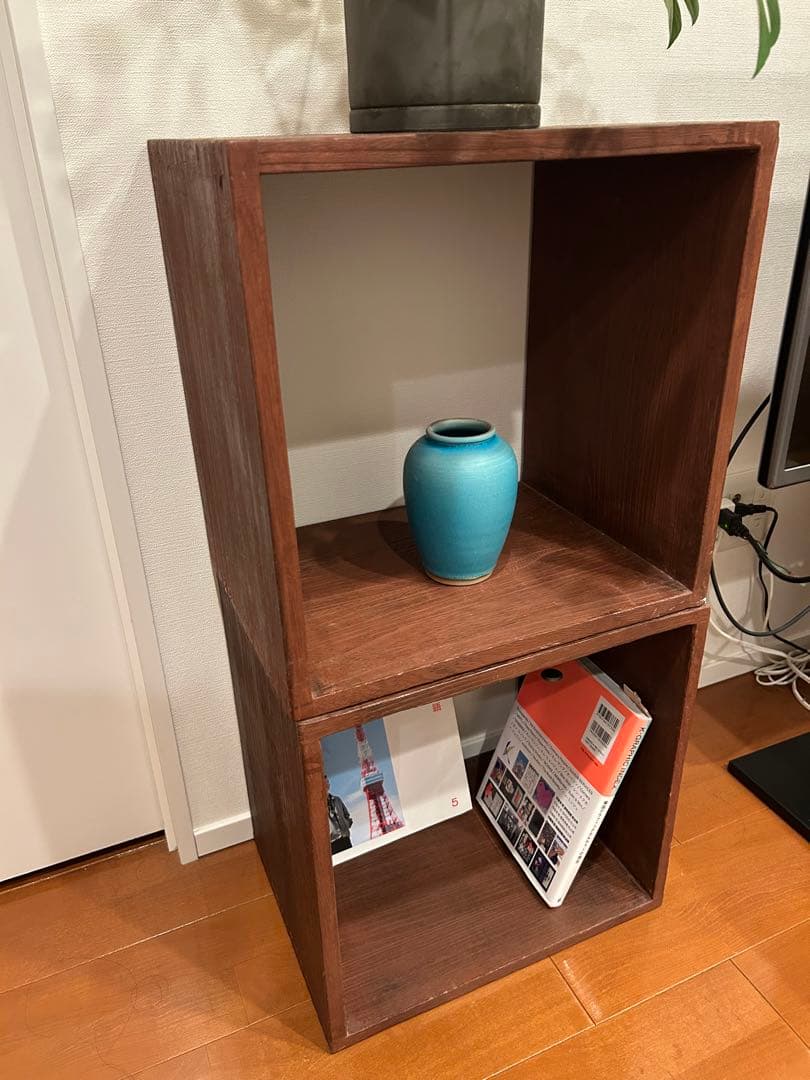 木製 キューブボックス　カラーボックス　ラック　棚　2箱セット　スツール