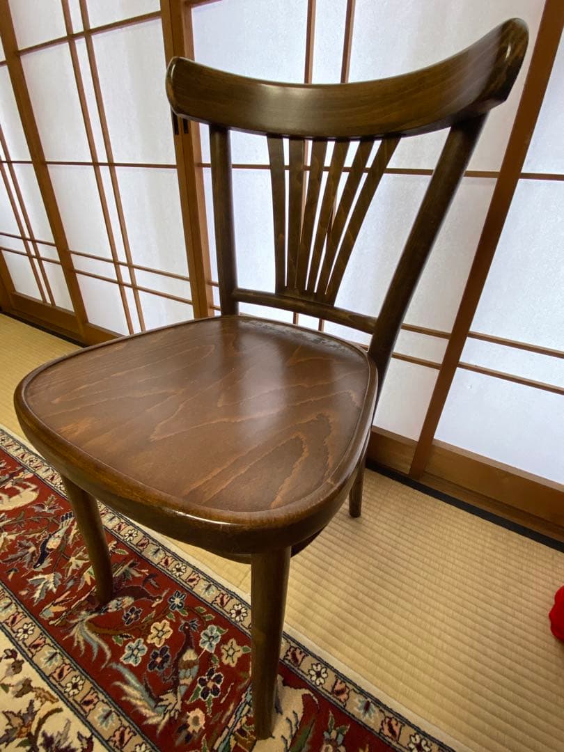 ブラウン 木製 スラットバックチェア(B) フランスベッド製