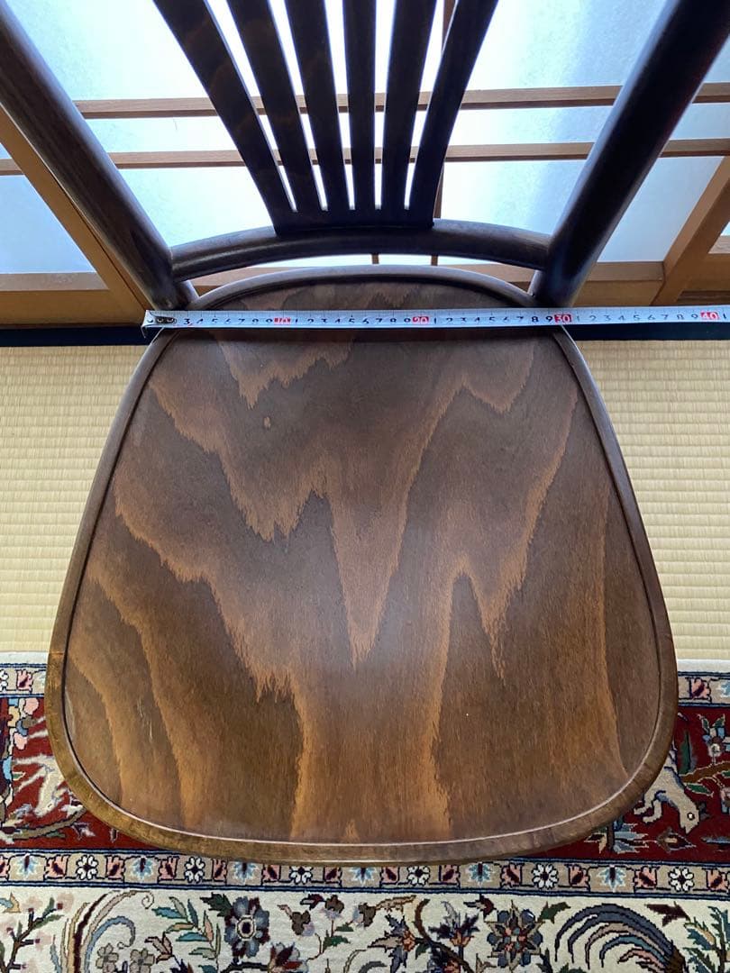 ブラウン 木製 スラットバックチェア(B) フランスベッド製