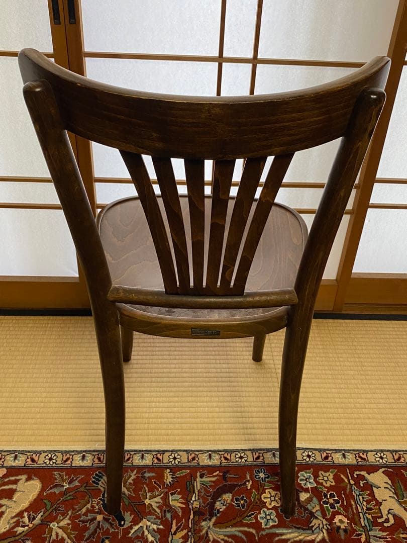 ブラウン 木製 スラットバックチェア(B) フランスベッド製