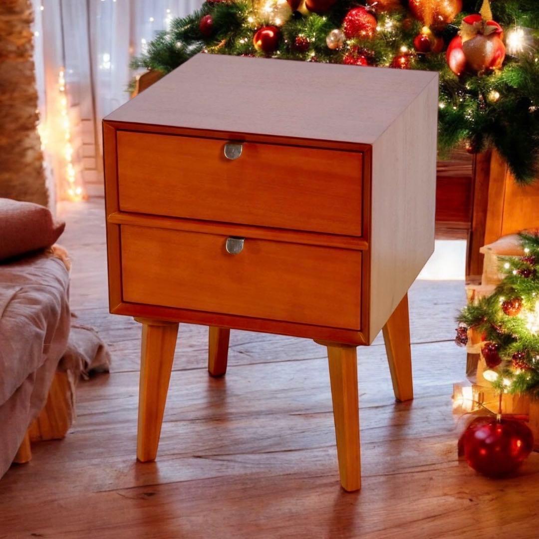 E 新品 サイドテーブル 北欧 収納 テーブル 小物入れ リビング収納 天然木