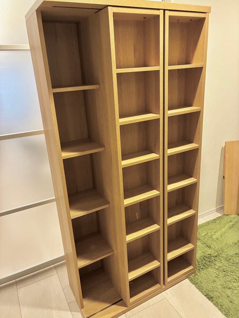 美品 ニトリ Wスライド本棚(M BS003 LBR)