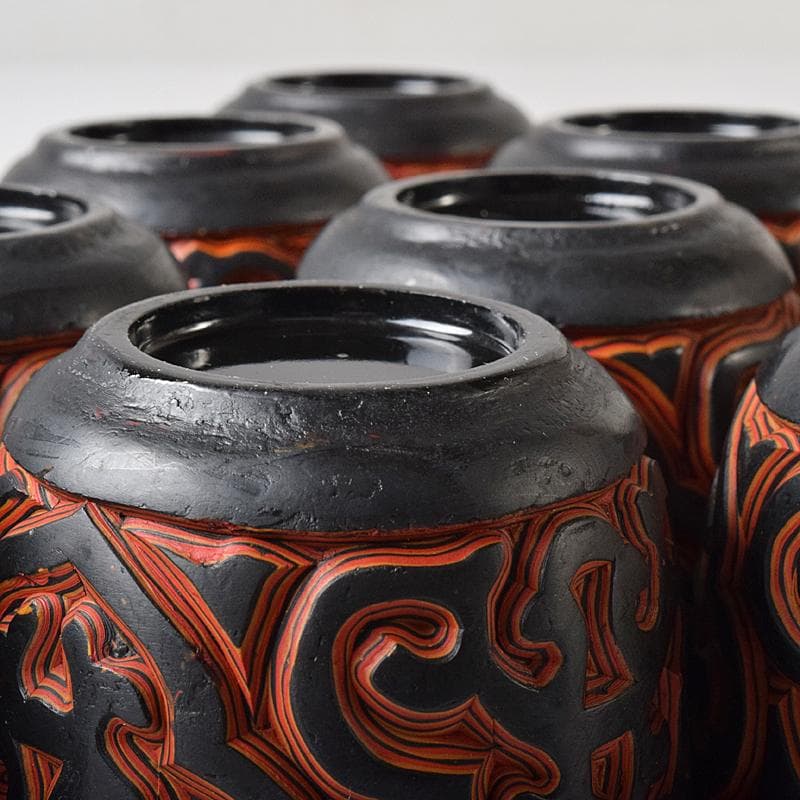 ぶりぶり　中国　堆朱　堆黒 　倶利雕　棗　十点　時代箱付　F　R8377B