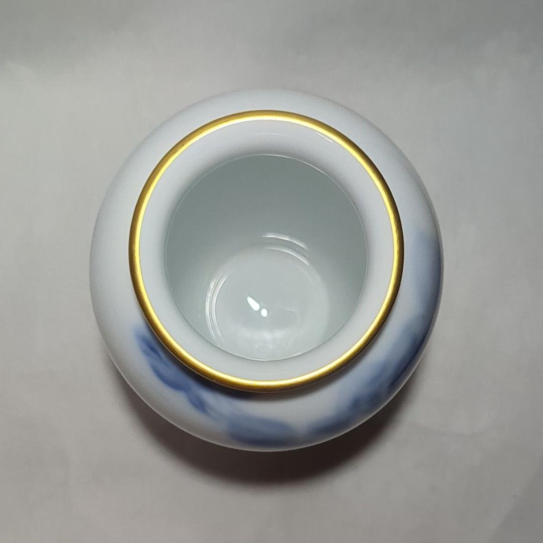 大倉陶園 23cm花瓶 ブルーローズ 陶磁器 花器 花入 青い薔薇 USED美品