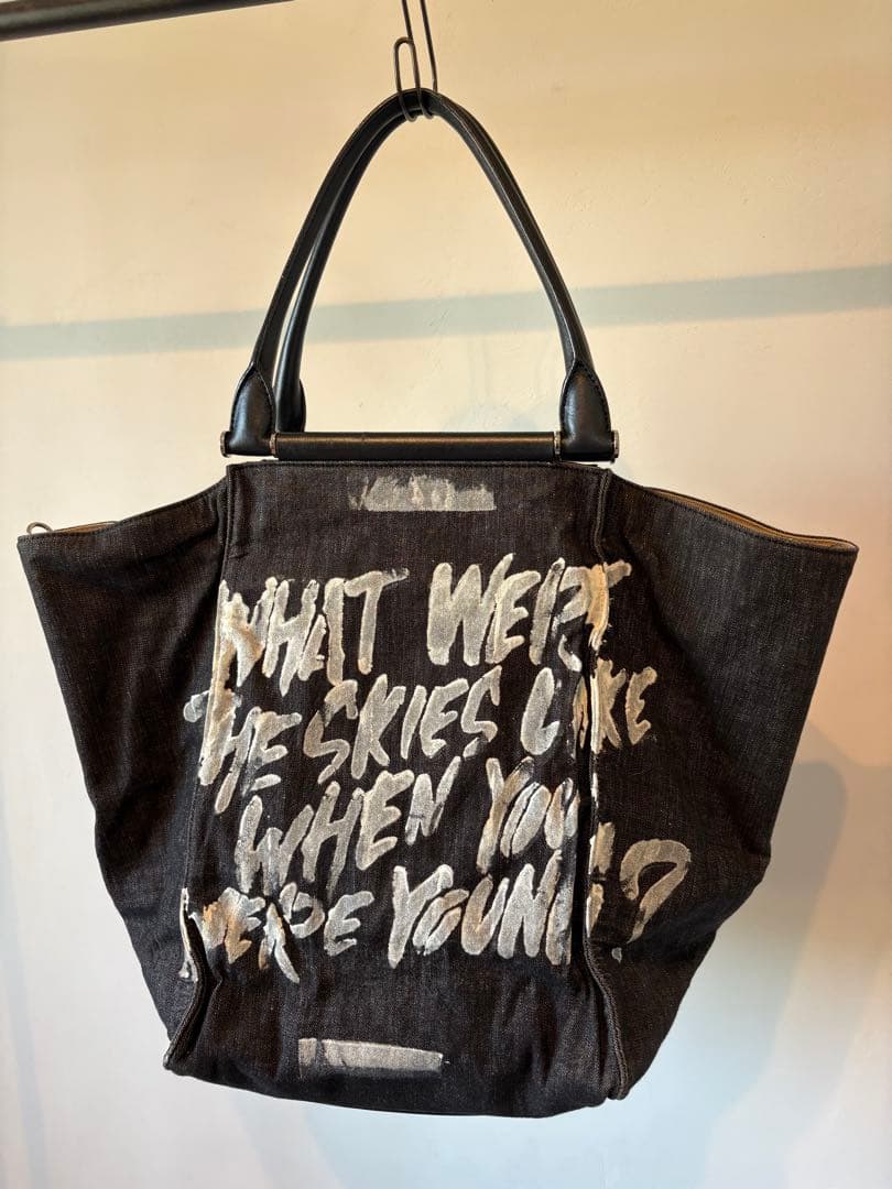 希少　Max Mara マックスマーラ　デニム地　ペイント　トートバッグ