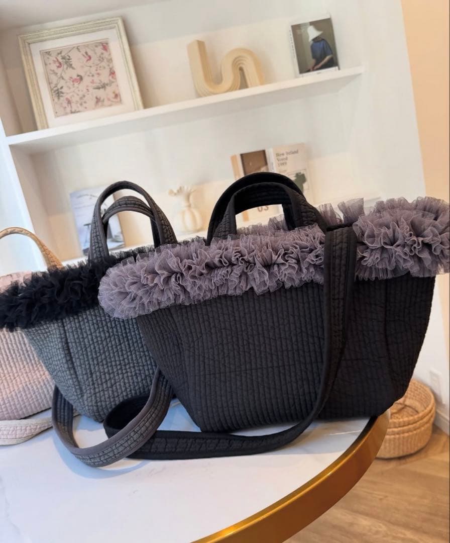 週末限定価格！！ROSEAURA チュールヌビバッグ hinaコラボ　ブラック