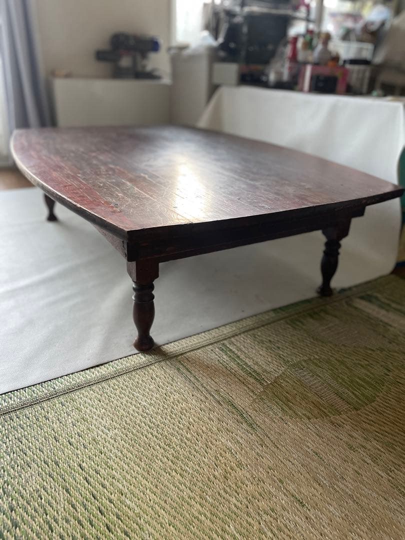 昭和の食卓 天然木 ちゃぶ台 長方形型 折りたたみ式 座卓 書斎 作業用テーブル