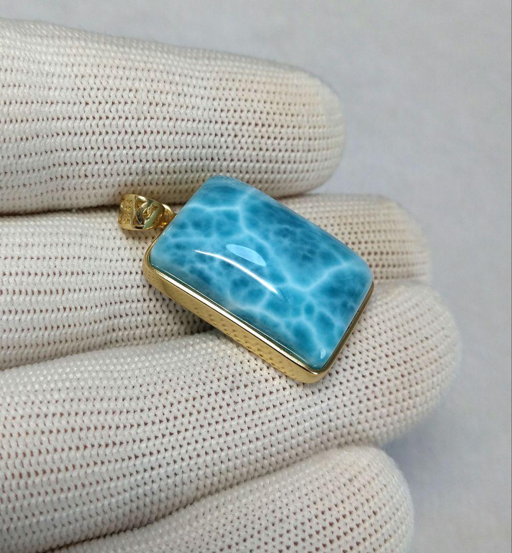 【極上,希少】ラリマー　トップ　ネックレス　四角　スクエア　No.１５１