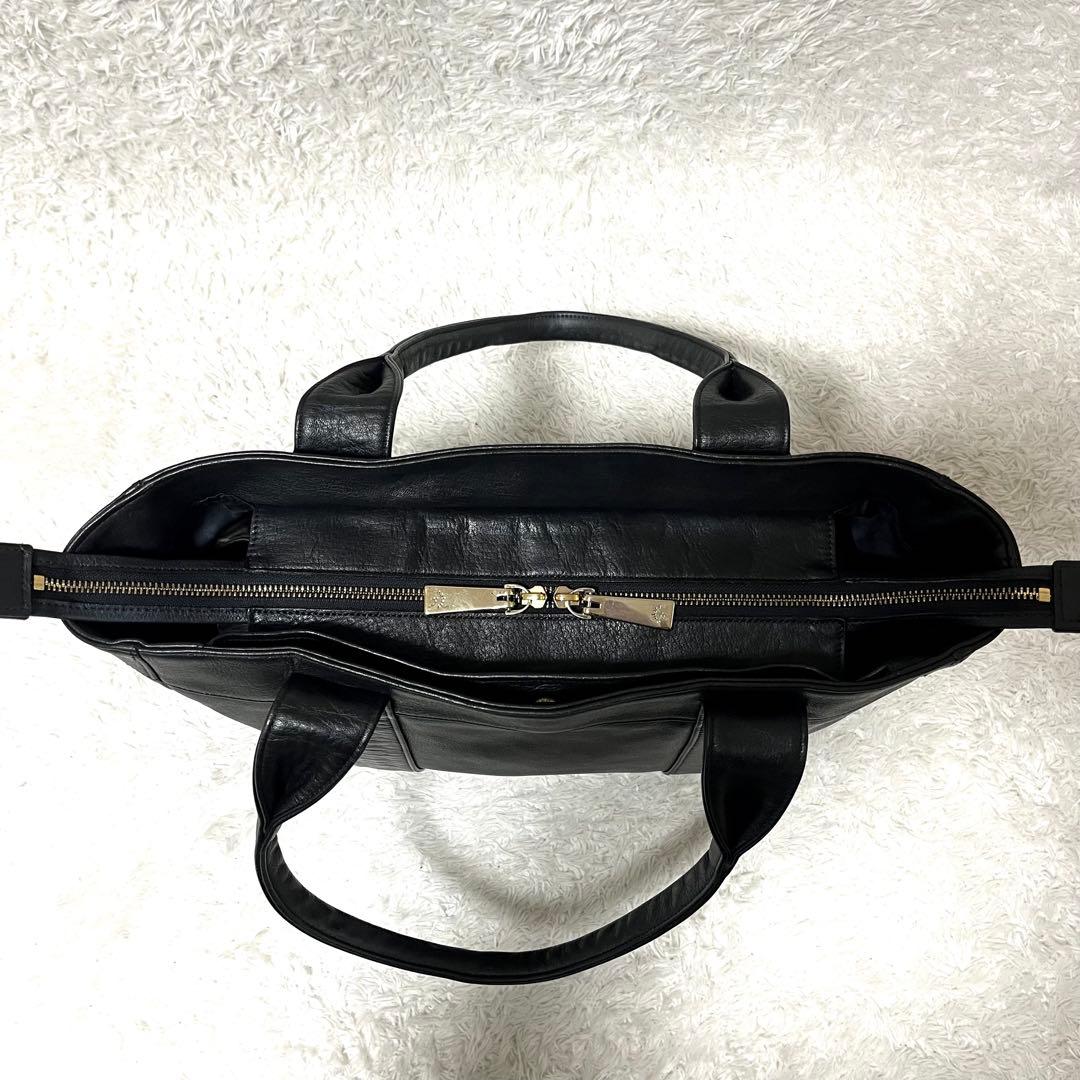 ✨美品✨アニアリ レザー トートバッグ ビジネスバッグ カモフラ 黒 A4可