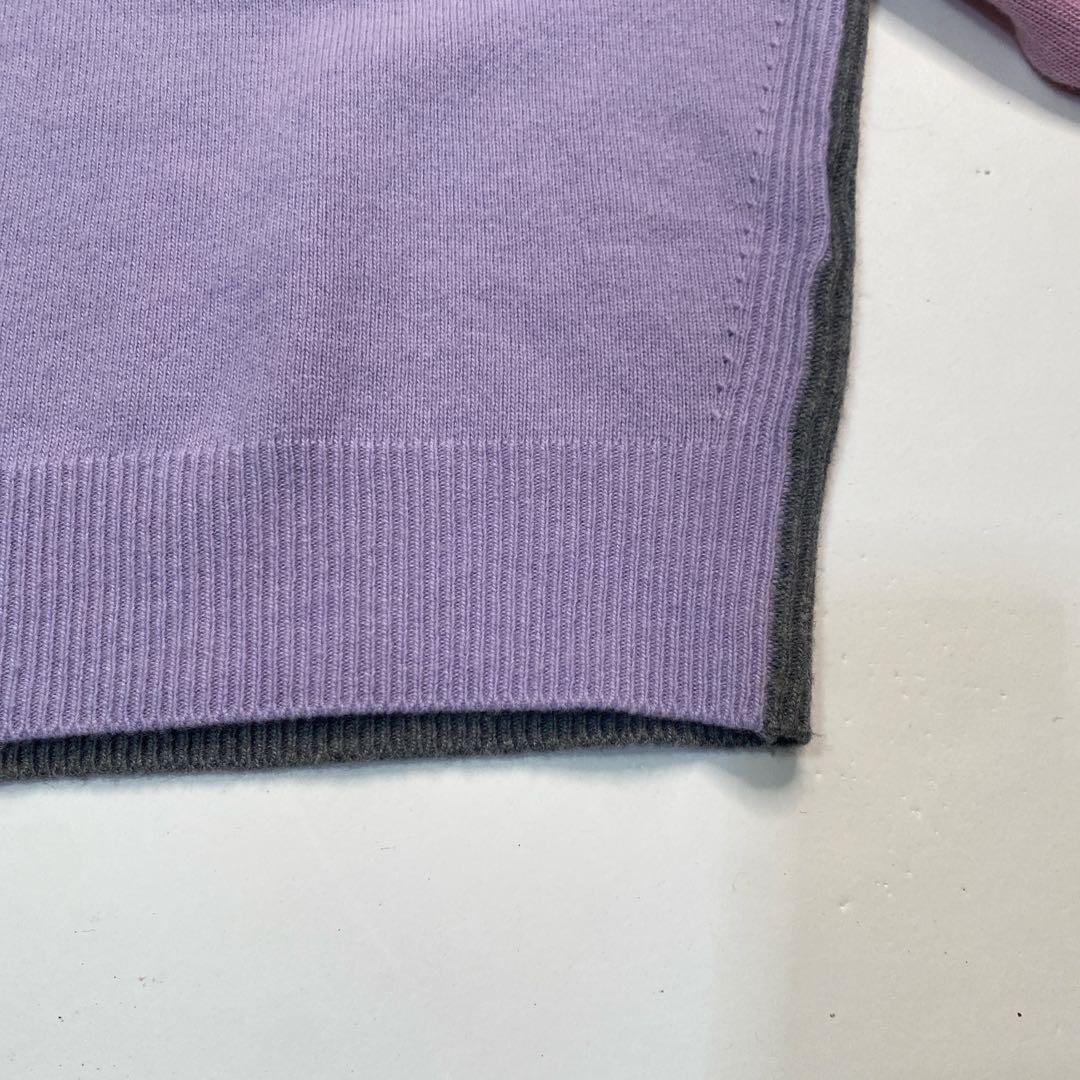 メゾンキツネ　刺繍ニットセーター ウール100% ピンク　パープルバイカラーS