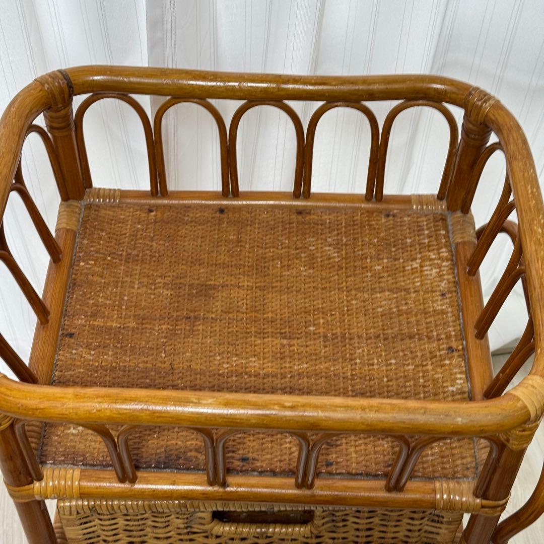 ラタン　脱衣籠　ラック　収納　家具　アンティーク　アジアン　ワゴン　レトロ