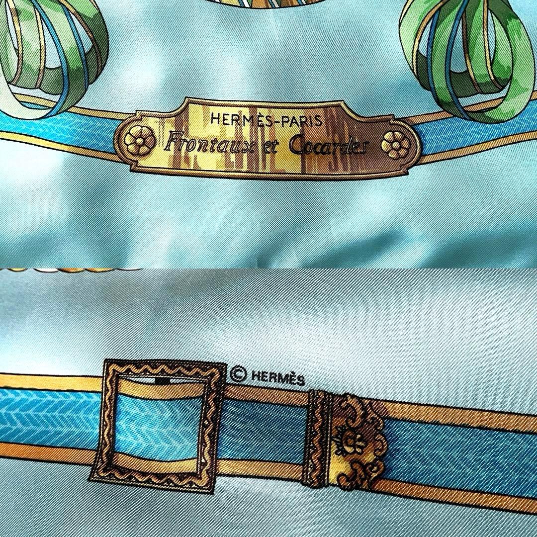 極美品　エルメス カレ90 フロンタル エ コカルド 馬具柄 シルク100　箱付