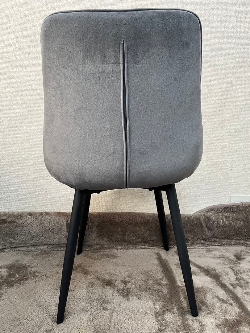 ベロア調 ダイニングチェア ダークグレー