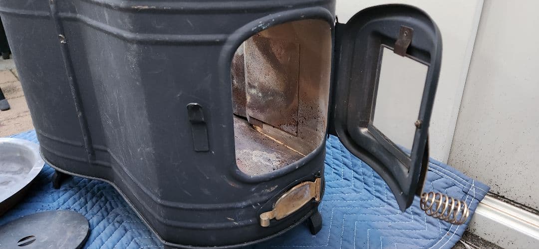 ホンマ 黒耐熱窓付時計型ストーブ ステンレ ス煙突セット 直接受渡歓迎