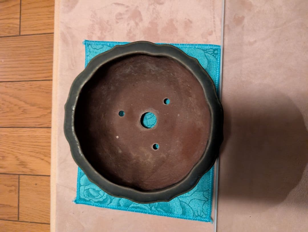 常滑盆栽鉢山秋造、緑色陶器盆栽鉢