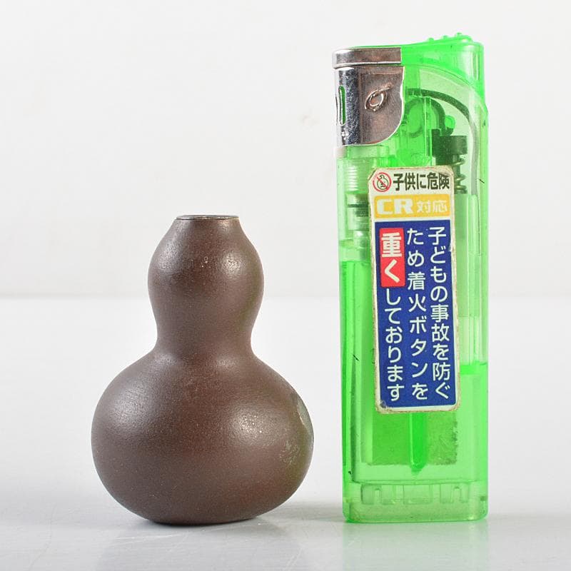 明治金工　古銅銀口　 葫蘆小瓶　線香炉　M　R5854