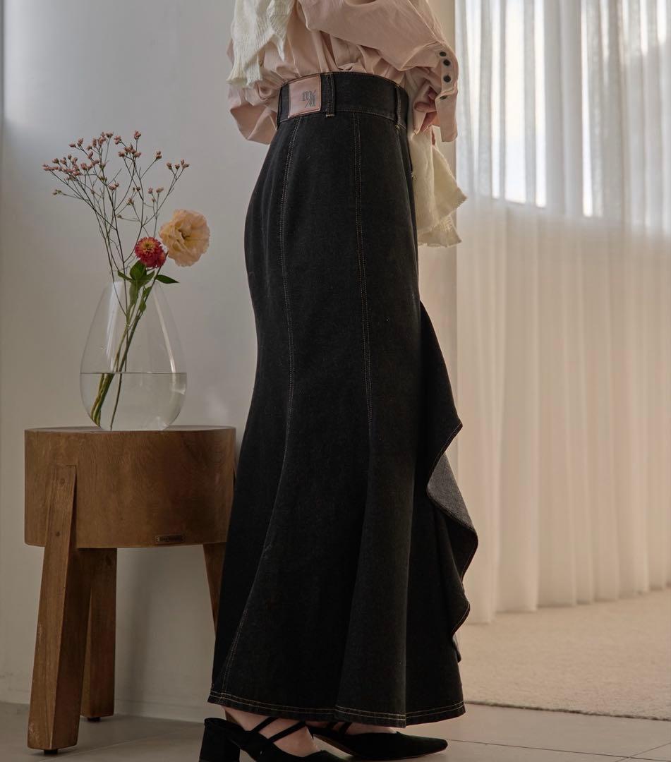 スカート mideal / frills mermaid denim skirtM