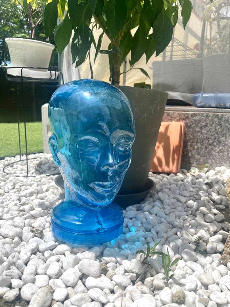 ヘッドマネキン　貯金箱　置物　スペースエイジ　vモダン　オブジェ　アート顔